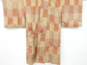 花鳥に宝尽くし模様織出しお召ロング道中着